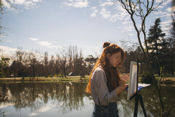 Painting near the lake