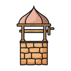 Wooden well vector icon.Color vector icon isolated on white background wooden well .
