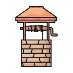 Wooden well vector icon.Color vector icon isolated on white background wooden well .