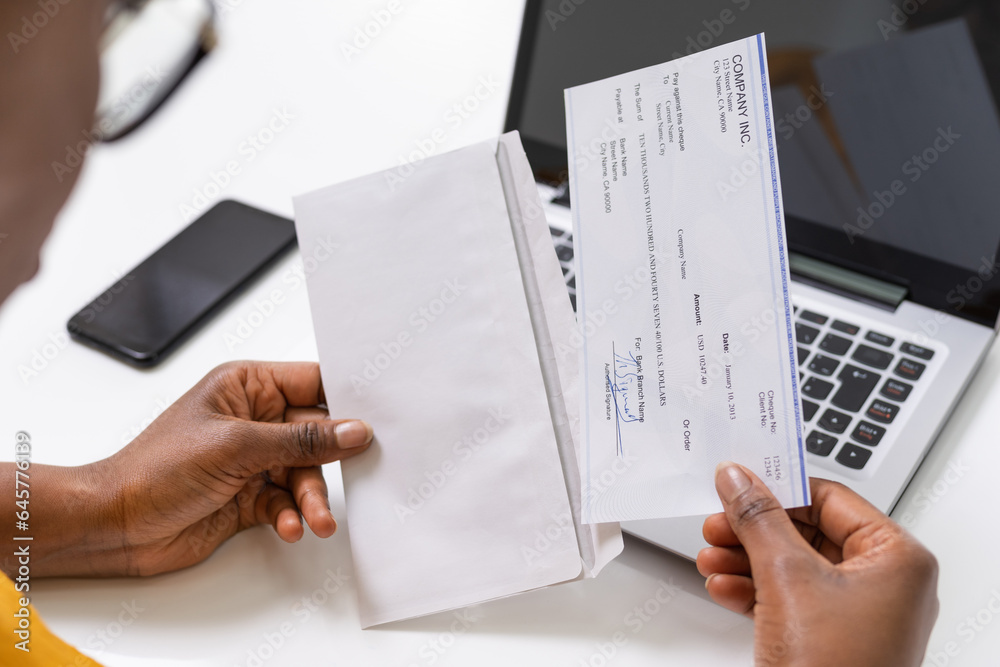 Canvas Prints american african holding paycheck