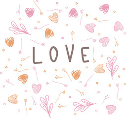 February 14 postcard, love you card, vector, lettering, soft