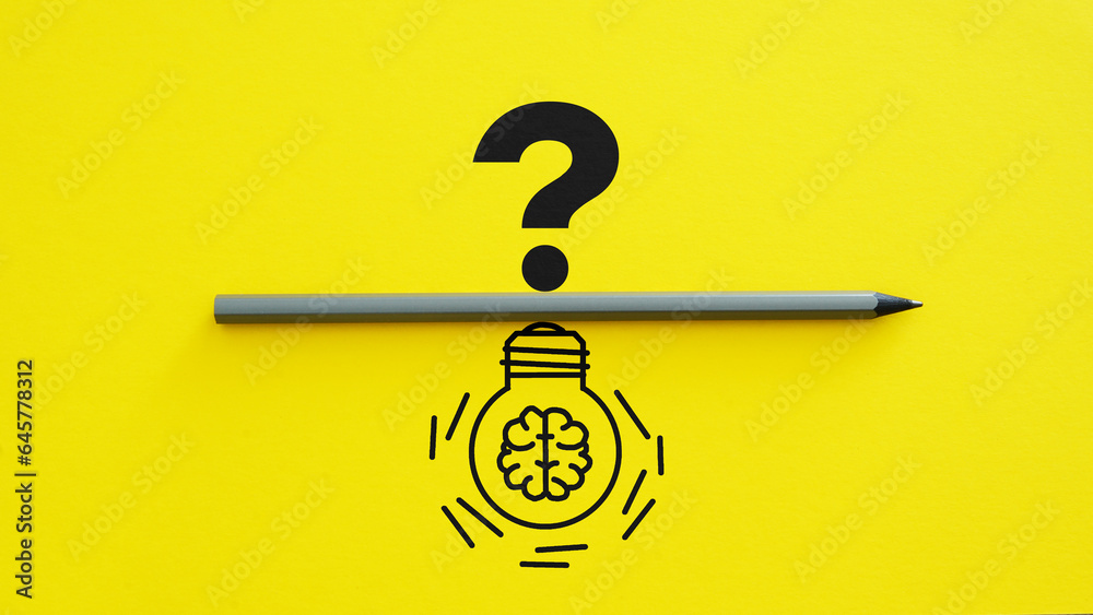 Poster concept creative idea and innovation. collage with light bulb picture and question mark symbol