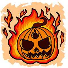 Halloween Pumpkin Head Cartoon Illustration