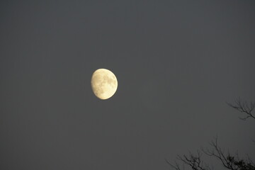 waxing gibbous moon on the sky