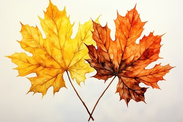 maple leaves on a white background