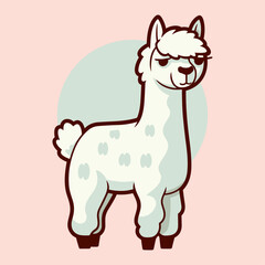 Charming cartoon depictions of llamas and alpacas in vector art. Playful animal characters adorned with floral details for nursery artwork, posters, greetings, birthday cards