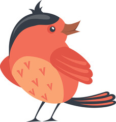 Funny bird character. Cute standing colorful animal