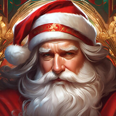 Santa Claus with stern look of preparedness and determination for Christmas - obrazy, fototapety, plakaty