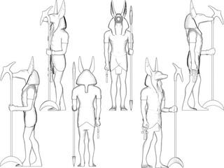 Vector sketch illustration design of egyptian god goddess of death statue