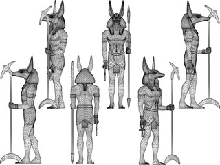 Vector sketch illustration design of egyptian god goddess of death statue