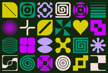 Abstract geometric background with modern shapes ans symbols.