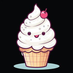 A cute ice cream  Vector Illustration , Ice Cream Cone
