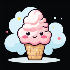 A cute ice cream  Vector Illustration , Ice Cream Cone