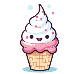 A cute ice cream  Vector Illustration , Ice Cream Cone