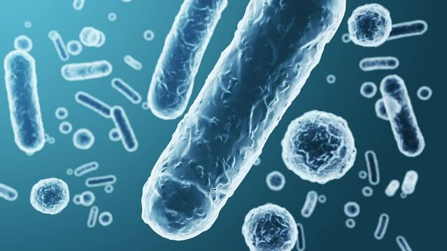 Enterobacteriaceae, gram-negative rod-shaped bacteria, part of intestinal microbiome and causative agents of different infections, 3D rendering. Escherichia coli, Klebsiella, Enterobacter and other