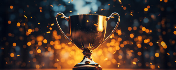 Burning Triumph: Winner's Trophy Set Ablaze on a Hazy Scene