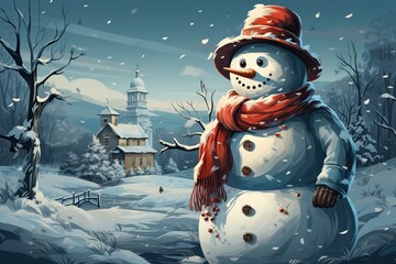 Obraz premium snowman in the woods