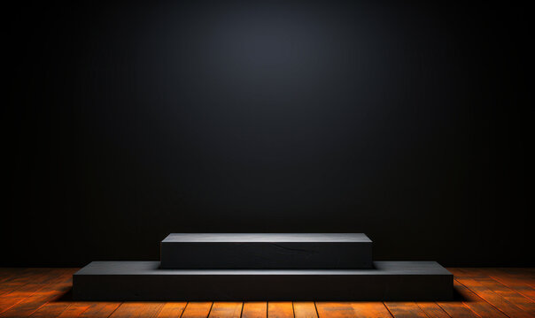 Design Simplicity: Black Pedestal Display on Atmospheric Dark Setting