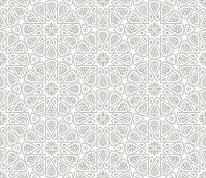 Arabesque Ornament Pattern, Light Grey Background, Vector Illustration