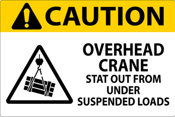 Caution Sign, Overhead Crane Suspended Loads
