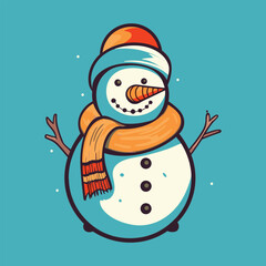 Vector Cartoon Snowman 
