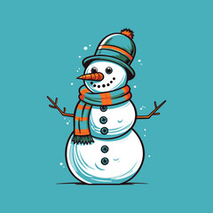 Vector Cartoon Snowman 