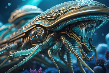 Fototapeta premium Aliens in the deep sea world