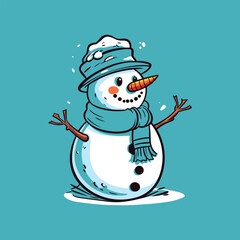 Vector Cartoon Snowman 