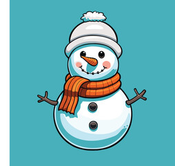 Vector Cartoon Snowman 