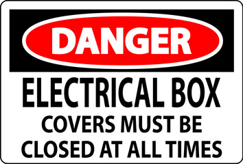Danger Sign Electrical Box Covers Must Be Closed At All Times
