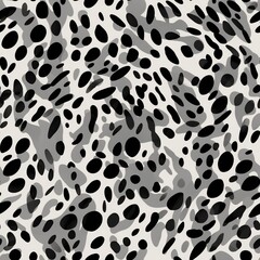 Obraz premium Leopard skin texture in grey and black, seamless pattern. For design in the textile industry, packaging, printed products, web design.
