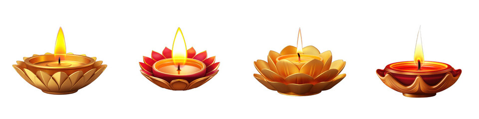 Diwali Diya clipart collection, vector, icons isolated on transparent background