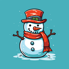 Vector Cartoon Snowman 