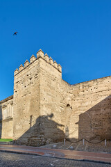 View of the Alcazar de Jerez 11th century fortress of Islamic origin in the town of Jerez de la Frontera.