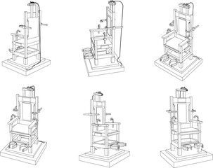 Vector sketch illustration of ancient execution chair design