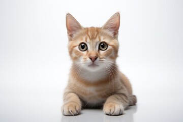 a Adorable cat holding a phone while looking at the camera