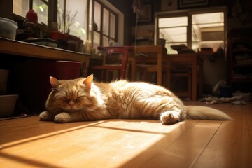 Sleepy Cat Sunbathing in Bliss