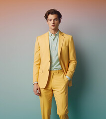 A man in a yellow suit. Generative AI.