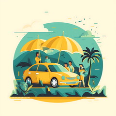 flat illustration car insurance. Ai Generative