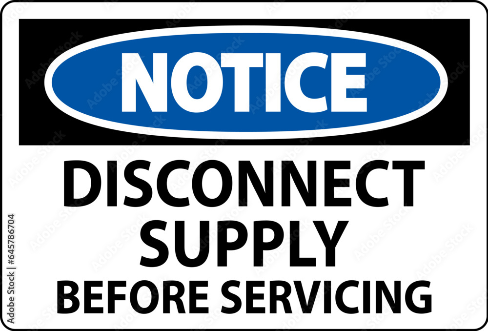 Wall mural notice sign disconnect supply before servicing sign