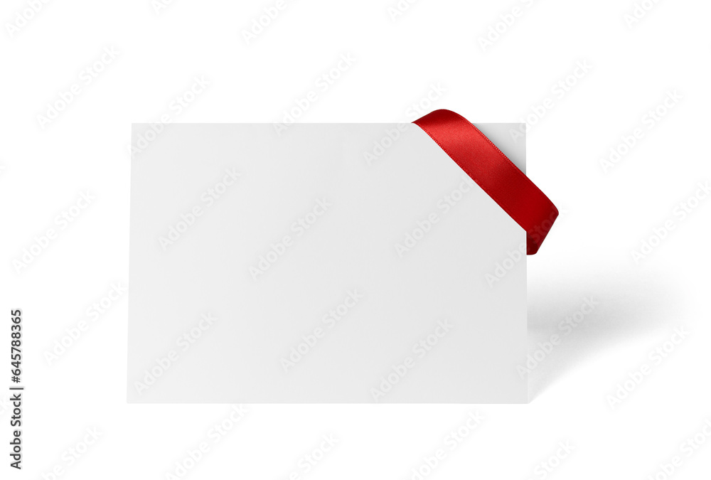 Sticker note greeting card red ribbon