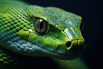 Fototapeta premium Close up view of a dangerous green snake, Green phyton