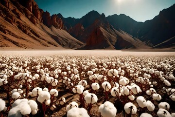 Cotton fields in the desert - obrazy, fototapety, plakaty
