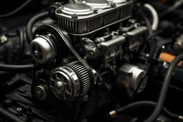Fototapeta na wymiar Close-up of Engine Black and white