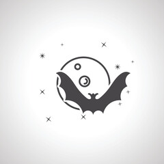 bat in front of moon icon. from Halloween icon set