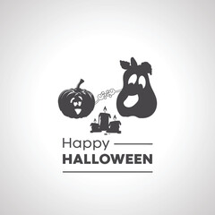 happy halloween icon with pumpkin and candle