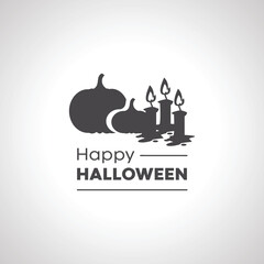 happy halloween icon with pumpkin and candle