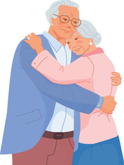 Happy old couple hugging. Embracing seniors together