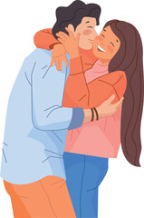 Laughing couple hugging. Happy lovers. Romantic relationship