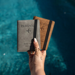 Travel Wallet Passport über einem Pool
Travel Wallet Passports above a pool